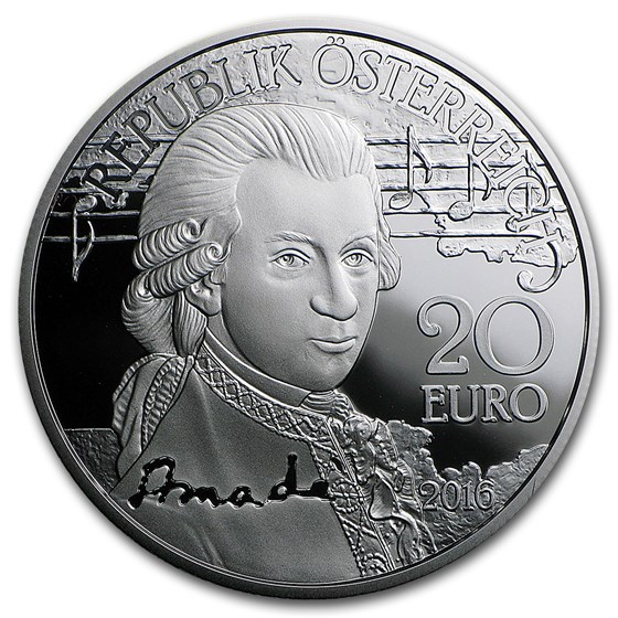 2016 Austria Proof Silver €20 Amadeus Mozart (The Genius) 2016 Austria Proof Silver €20 Amadeus Mozart (The Genius)